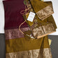 Gap Border Mangalgiri Semi Maroon Green Sillk Saree - 