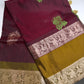 Gap Border Mangalgiri Semi Maroon Green Sillk Saree - 