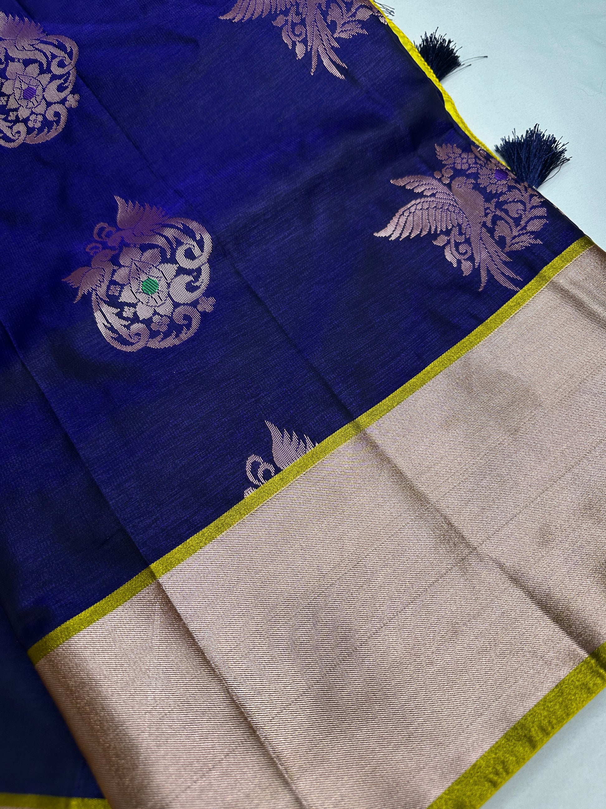 Semi Kanchi Pattu Blue Silk Saree - 