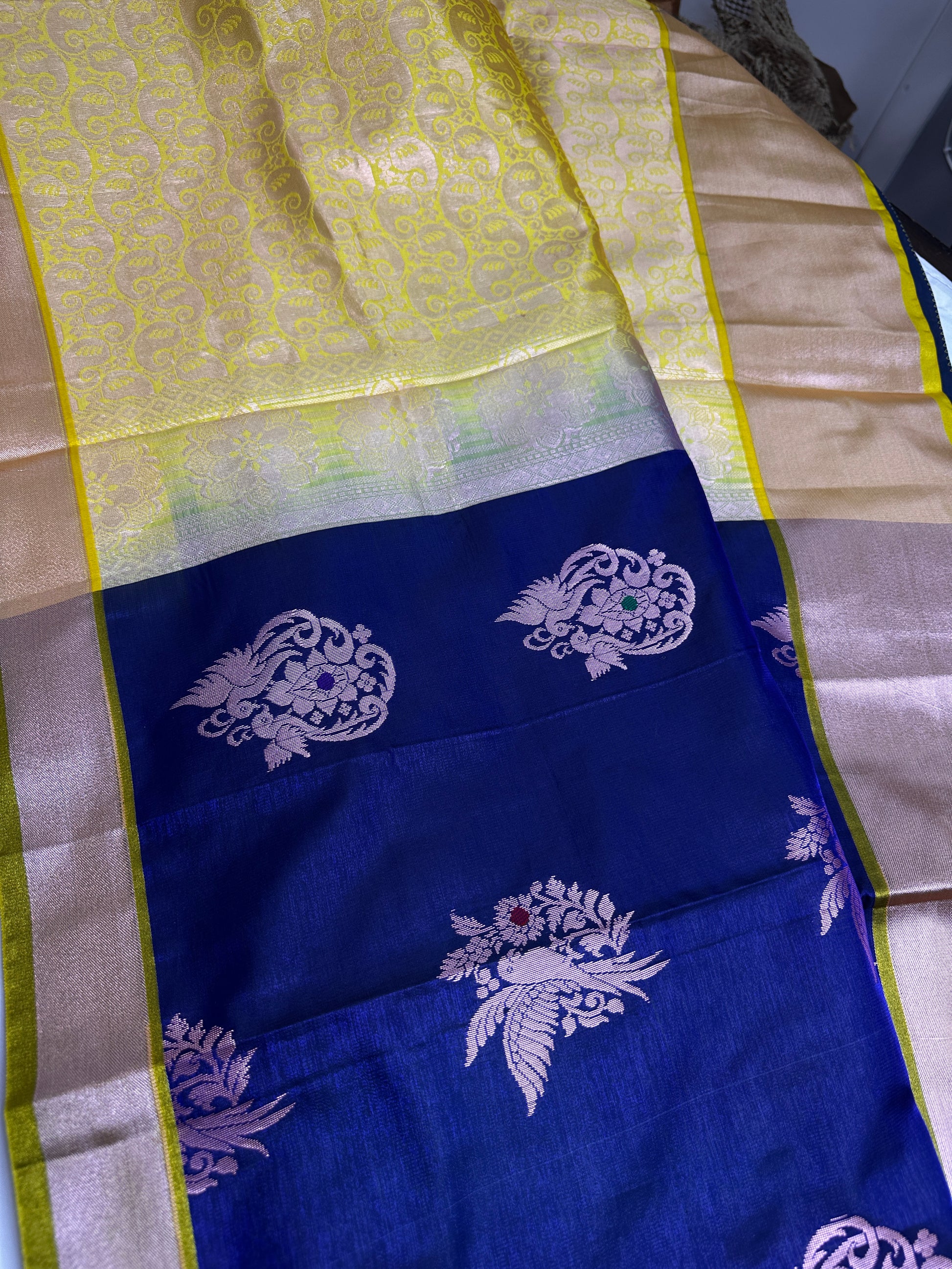 Semi Kanchi Pattu Blue Silk Saree - 