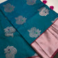 Semi Kanchi Pattu Blue Pink Silk Saree - 