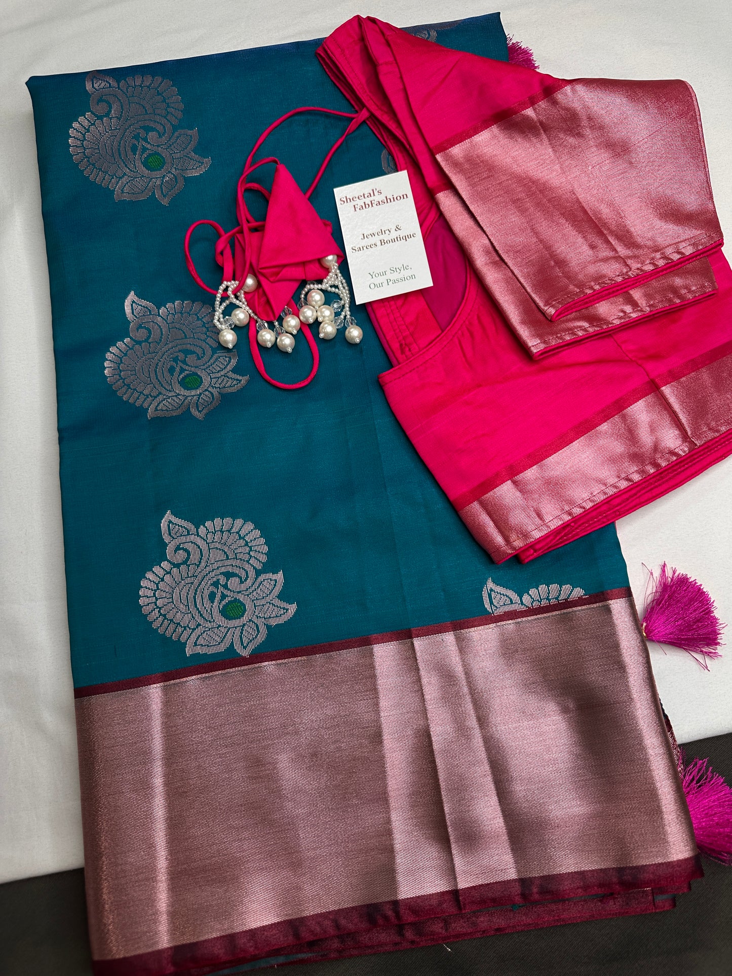 Semi Kanchi Pattu Blue Pink Silk Saree - 