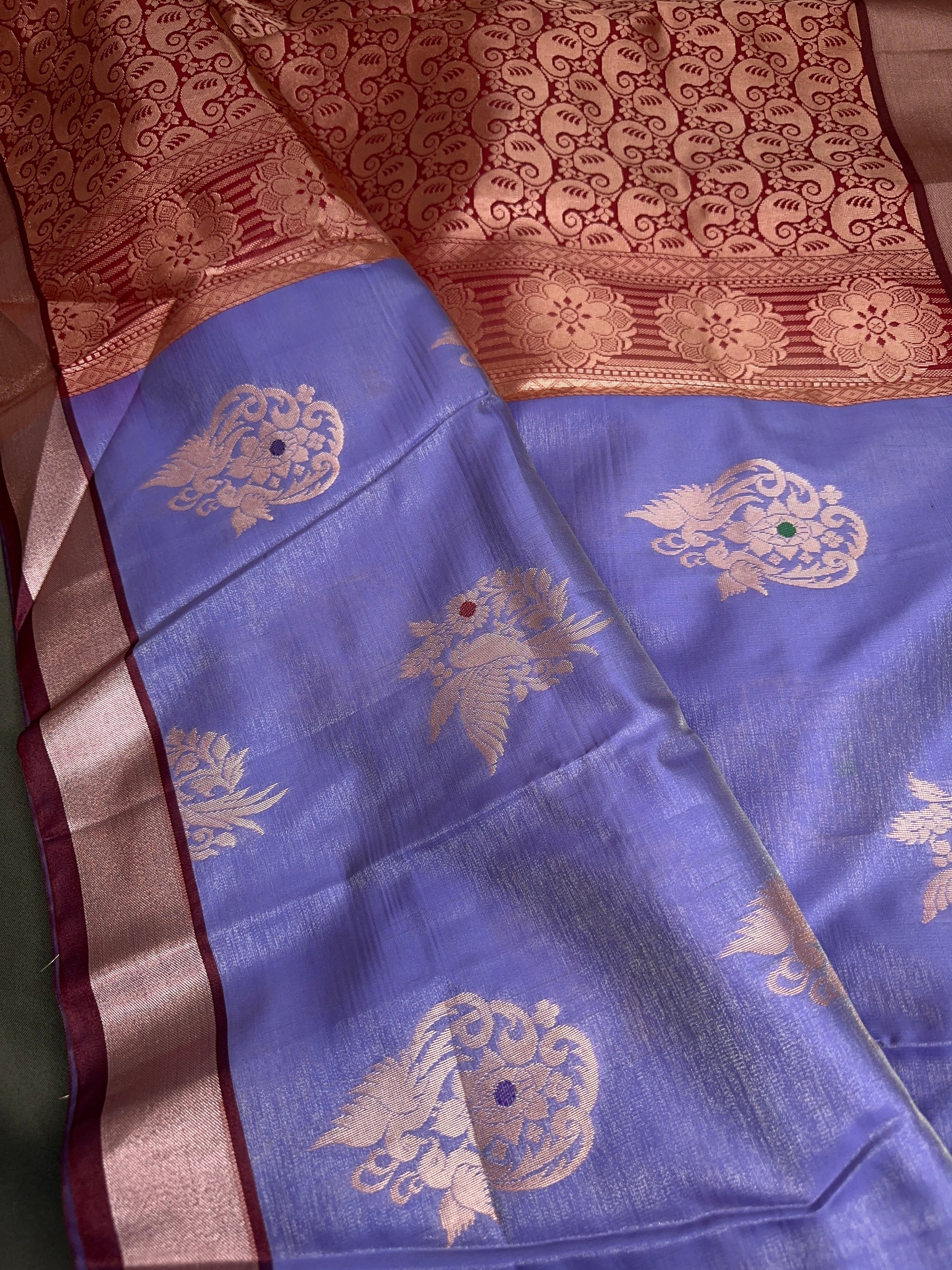 Semi Kanchi Pattu Purple Lavender Silk Saree - 