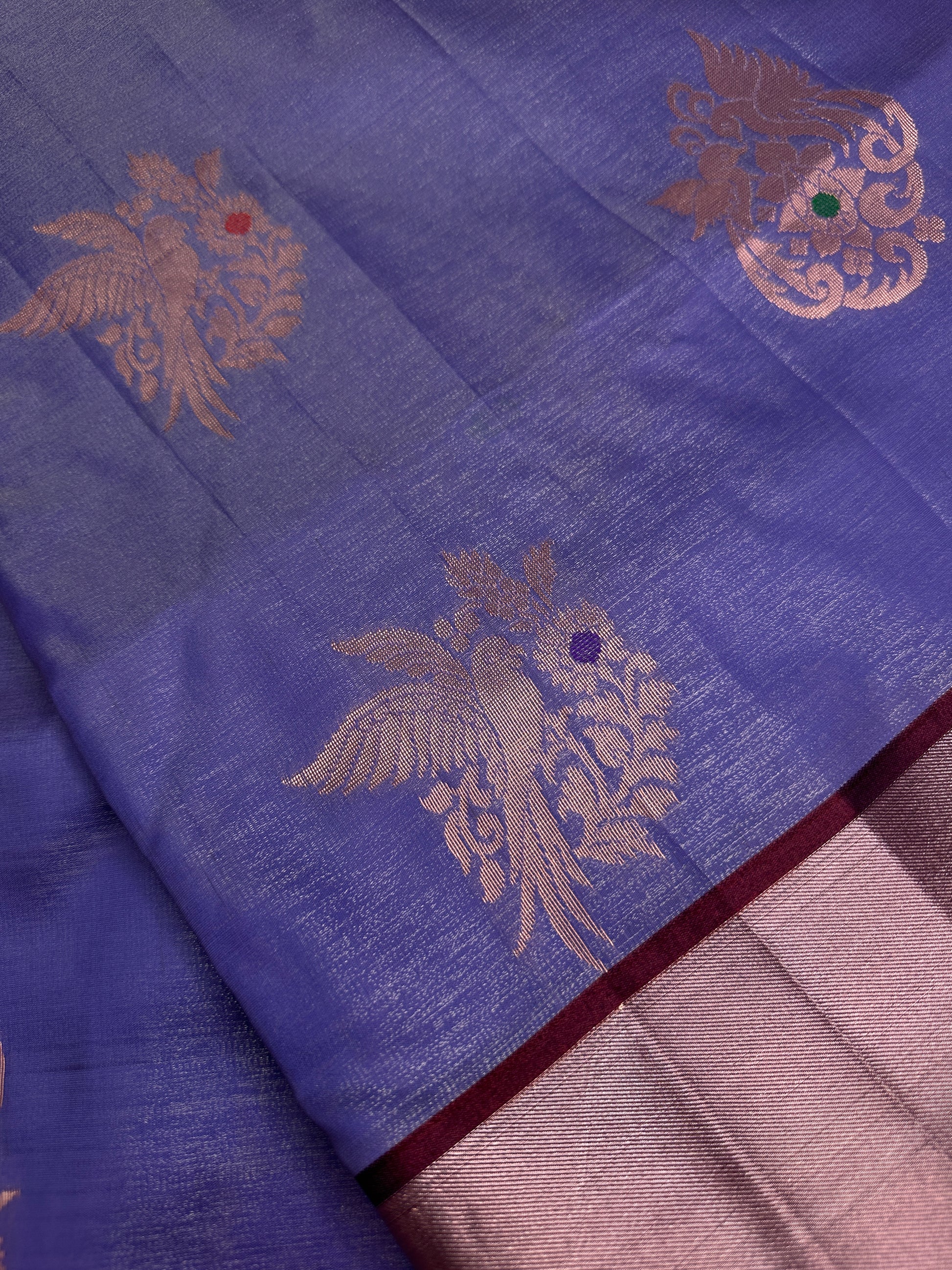 Semi Kanchi Pattu Purple Lavender Silk Saree - 