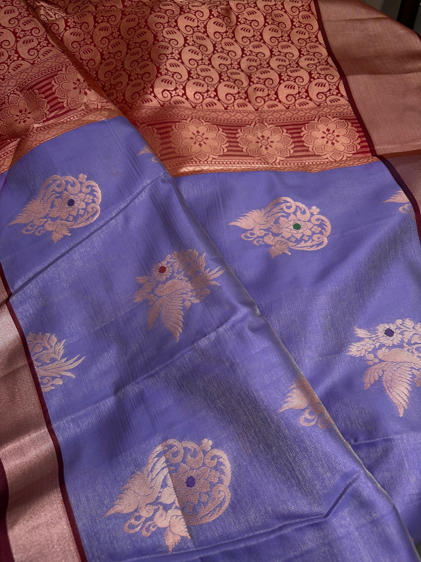 Semi Kanchi Pattu Purple Lavender Silk Saree - 