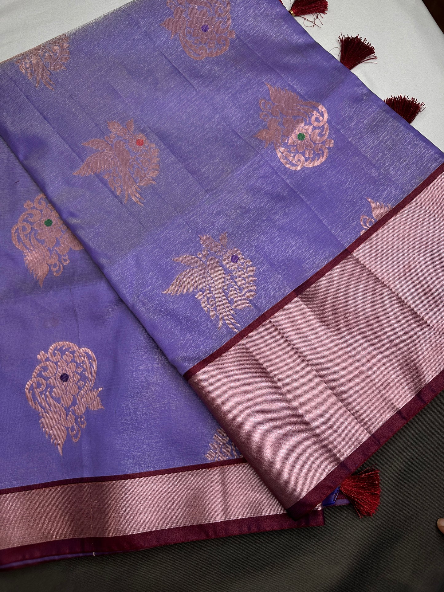 Semi Kanchi Pattu Purple Lavender Silk Saree - 