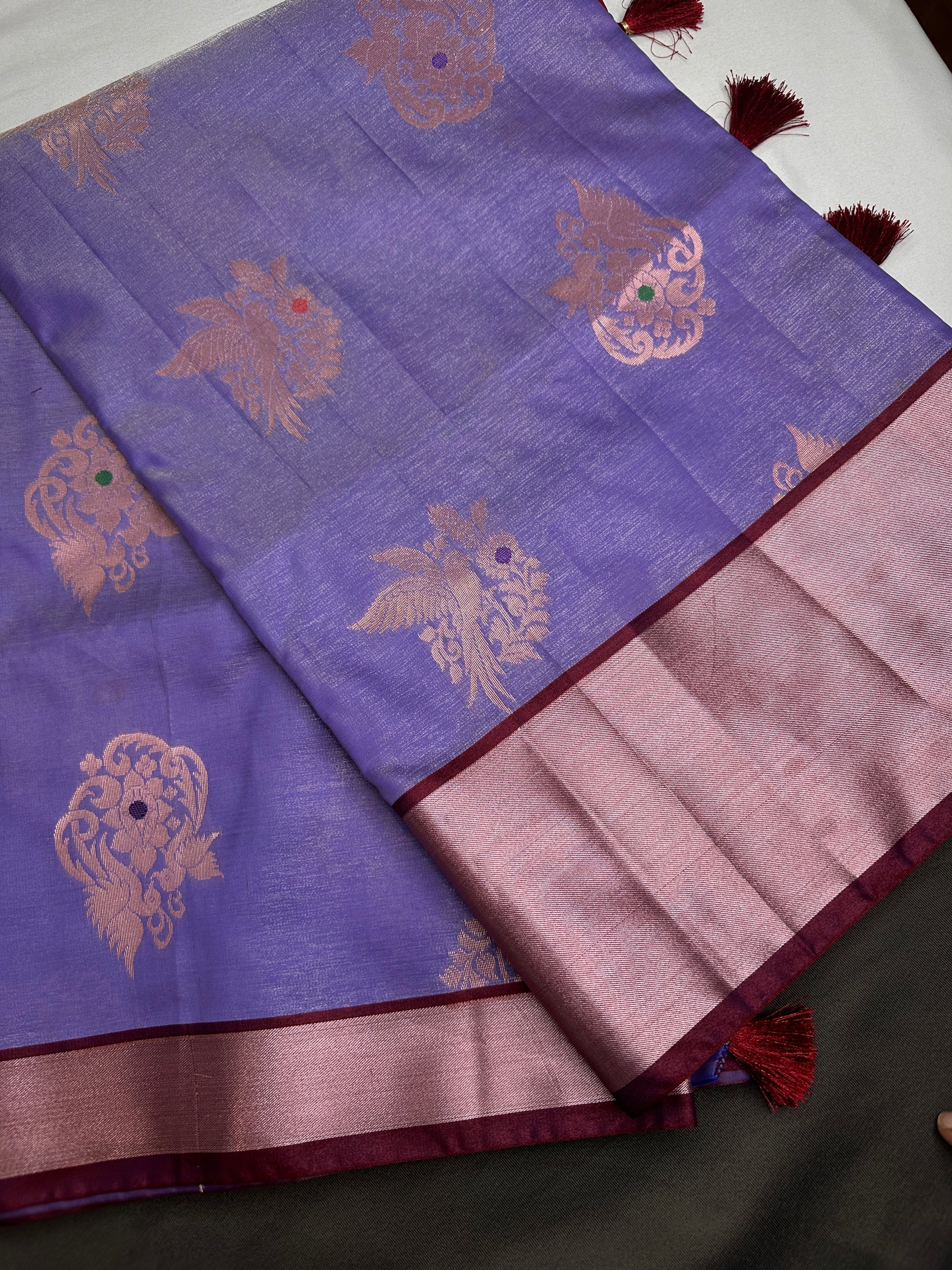 Semi Kanchi Pattu Purple Lavender Silk Saree - 