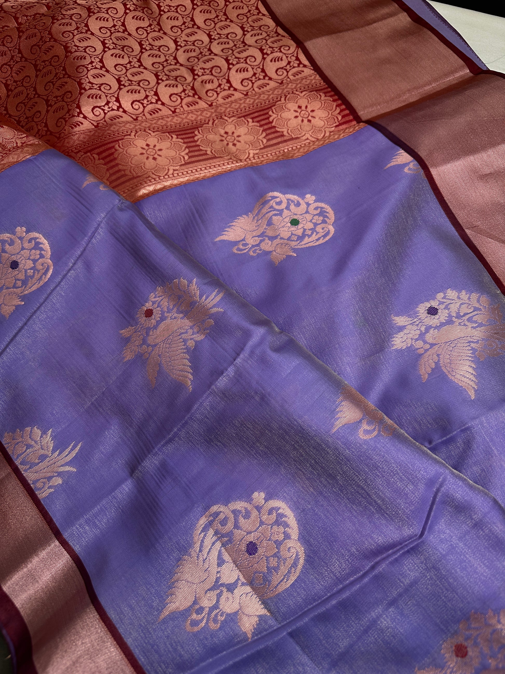 Semi Kanchi Pattu Purple Lavender Silk Saree - 