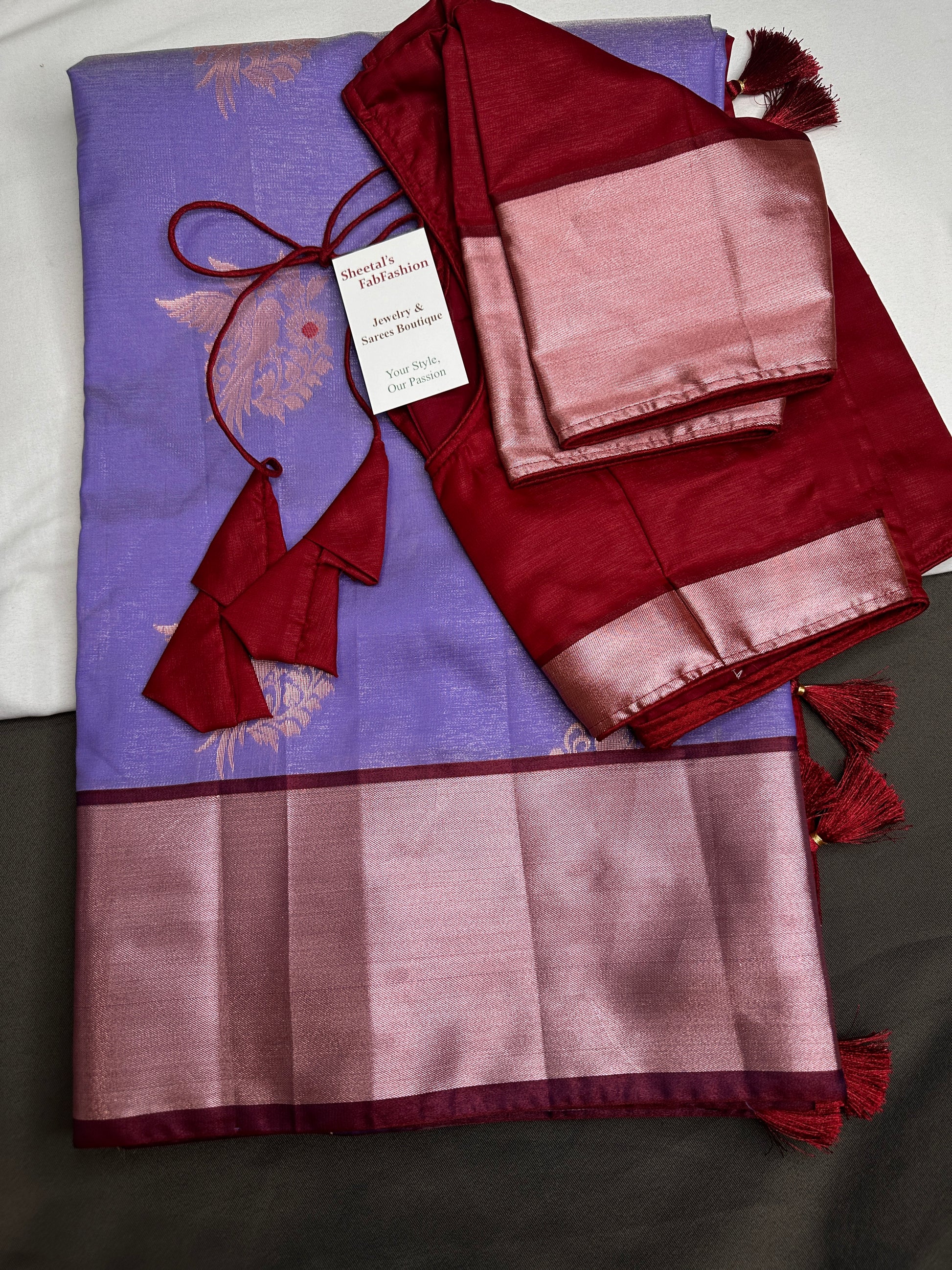 Semi Kanchi Pattu Purple Lavender Silk Saree - 
