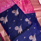 Semi Kanchi Pattu Blue Pink Silk Saree - 