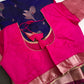 Semi Kanchi Pattu Blue Pink Silk Saree - 