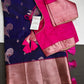 Semi Kanchi Pattu Blue Pink Silk Saree - 