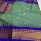 Semi Gadwal Checks Green Blue Silk Saree - 