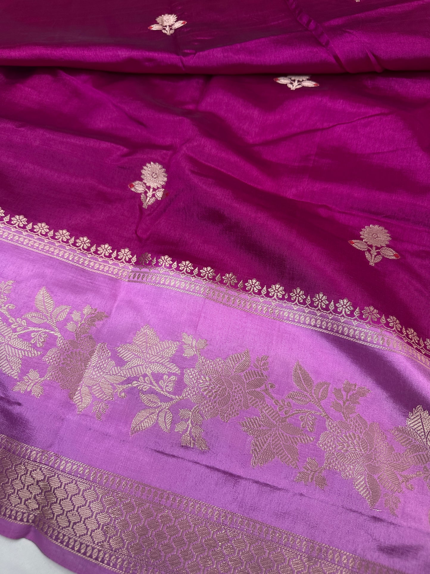 Pink lavender Raw Mango Light Weight Silk Saree - 