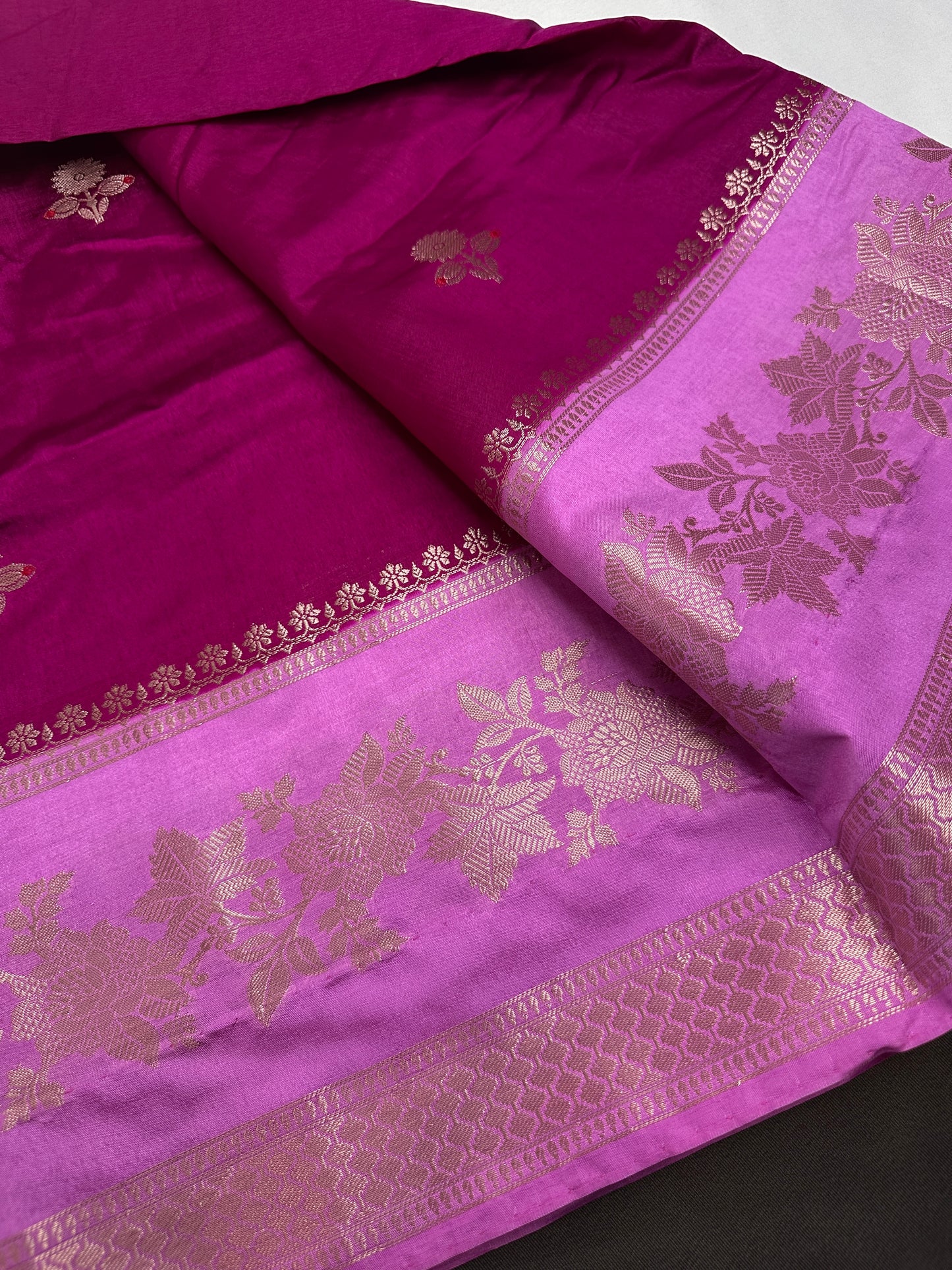 Pink lavender Raw Mango Light Weight Silk Saree - 