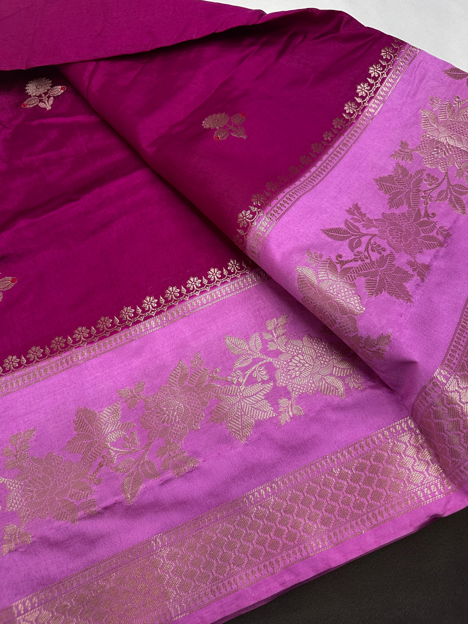 Pink lavender Raw Mango Light Weight Silk Saree - 