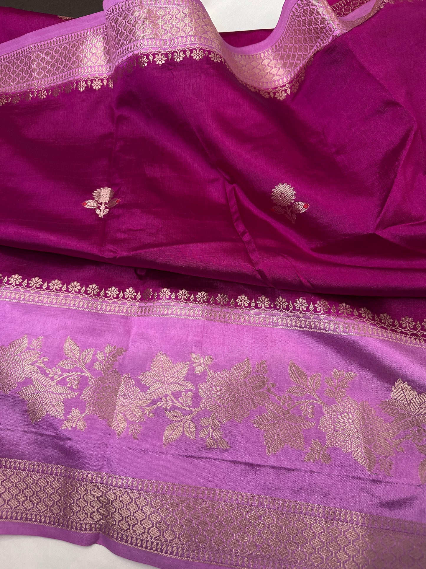 Pink lavender Raw Mango Light Weight Silk Saree - 