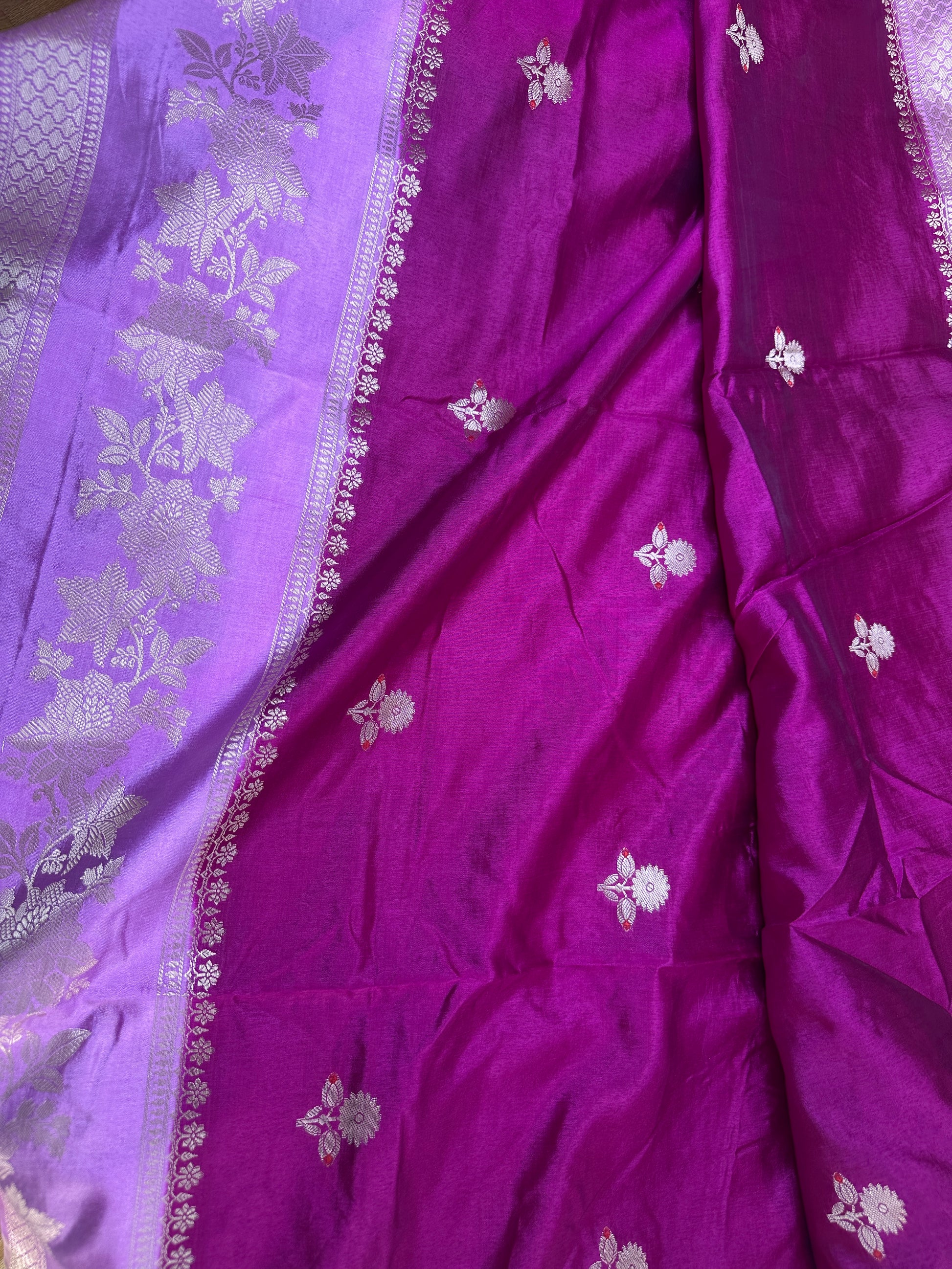 Pink lavender Raw Mango Light Weight Silk Saree - 