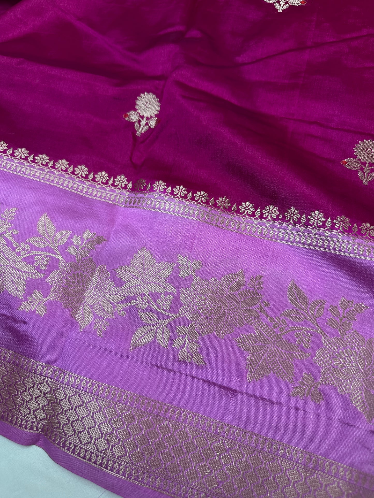 Pink lavender Raw Mango Light Weight Silk Saree - 