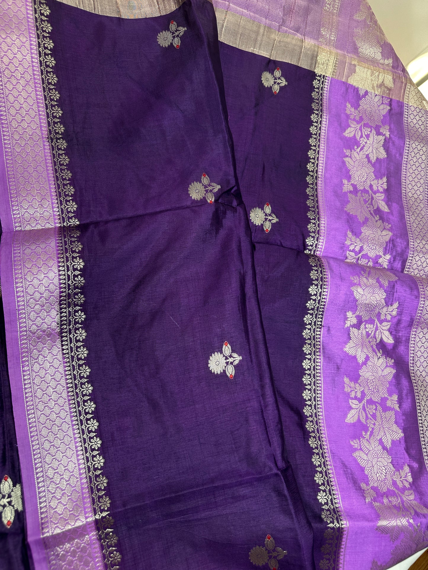 Purple Raw Mango Light Weight Silk Saree - 