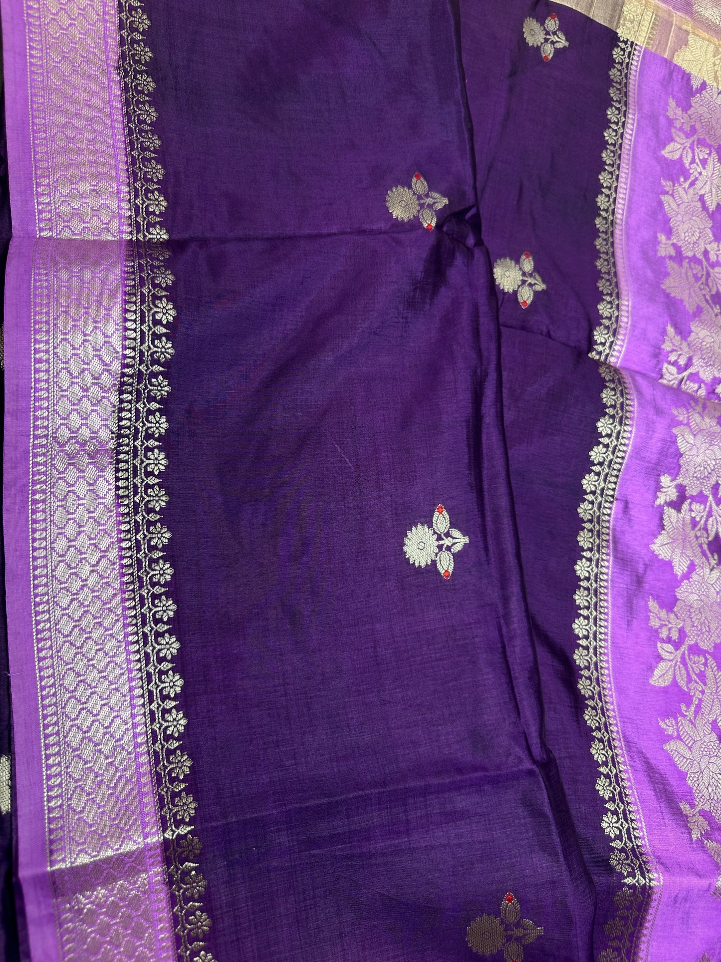 Purple Raw Mango Light Weight Silk Saree - 