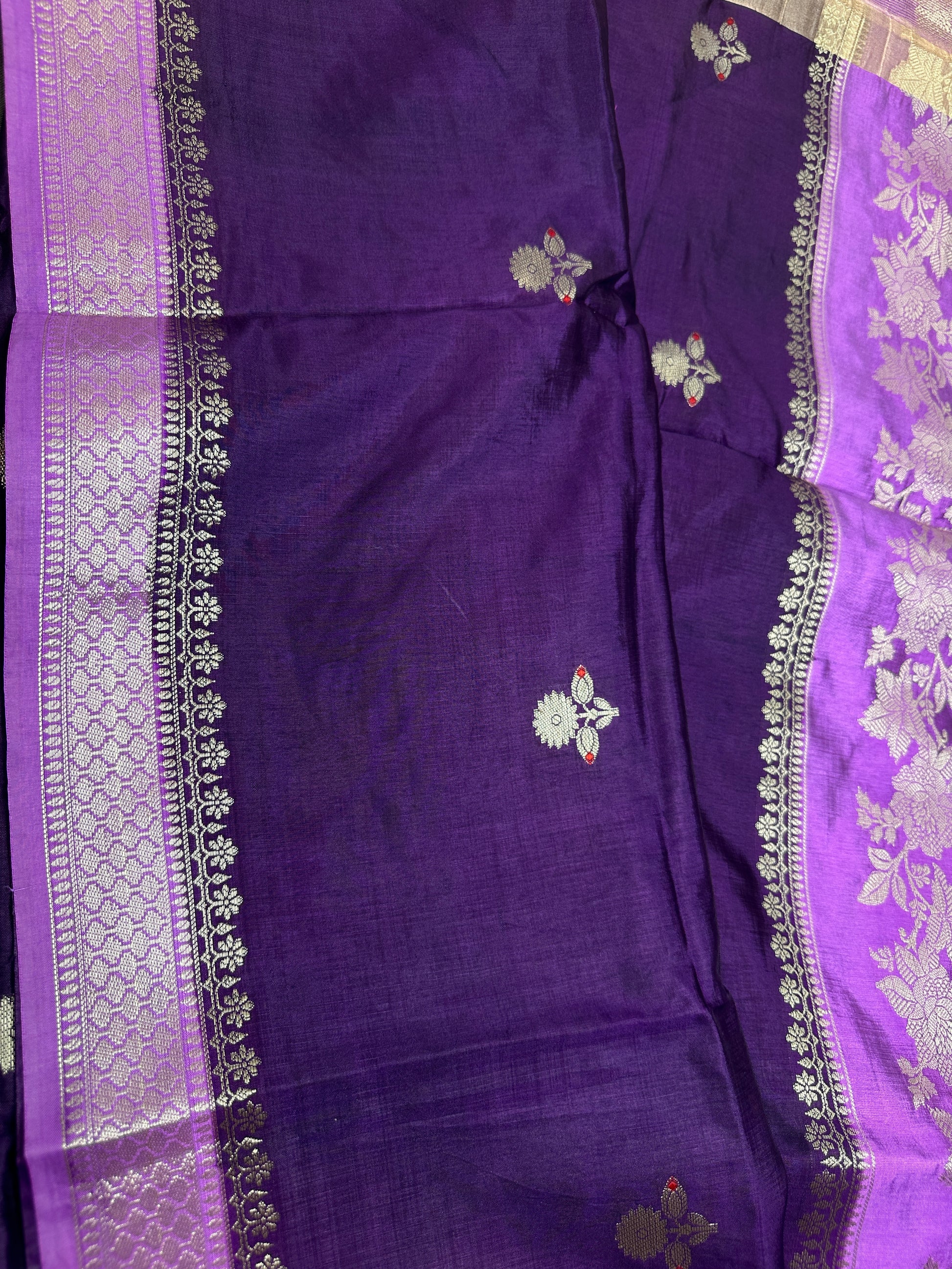 Purple Raw Mango Light Weight Silk Saree - 