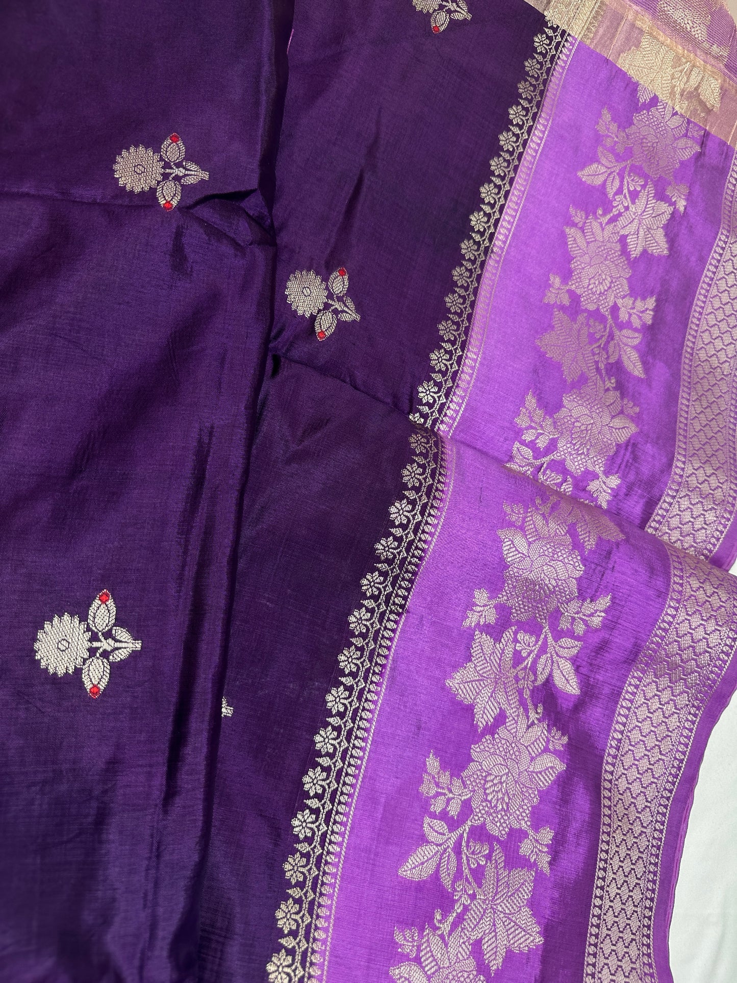 Purple Raw Mango Light Weight Silk Saree - 