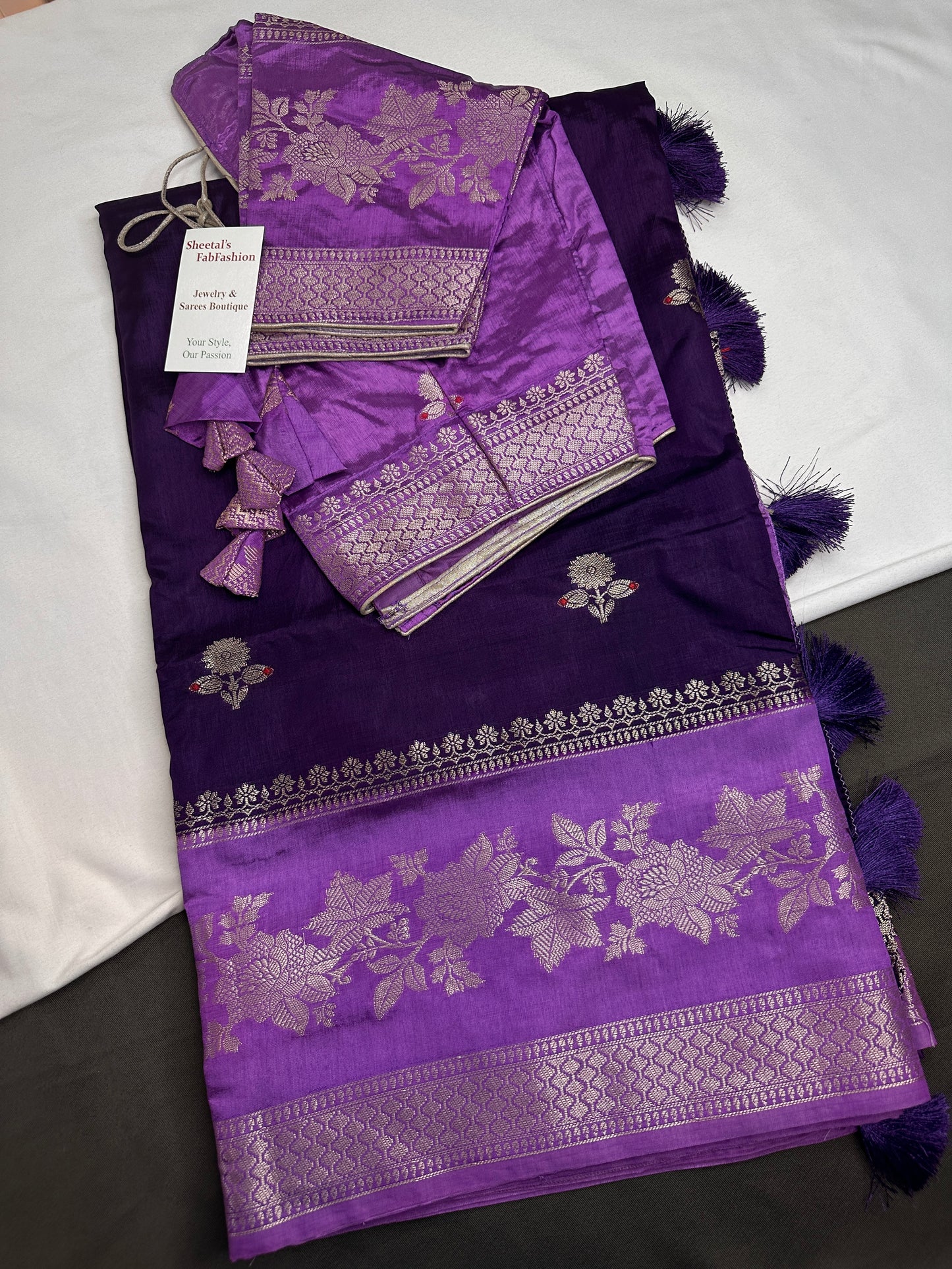 Purple Raw Mango Light Weight Silk Saree - 