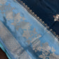 Teal Blue Raw Mango Light Weight Silk Saree - 