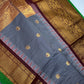Semi Gadwal Checks Grey Maroon Silk Saree - 