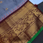 Semi Gadwal Checks Grey Maroon Silk Saree - 