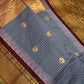 Semi Gadwal Checks Grey Maroon Silk Saree - 