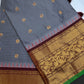 Semi Gadwal Checks Grey Maroon Silk Saree - 