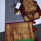 Semi Gadwal Checks Grey Maroon Silk Saree - 