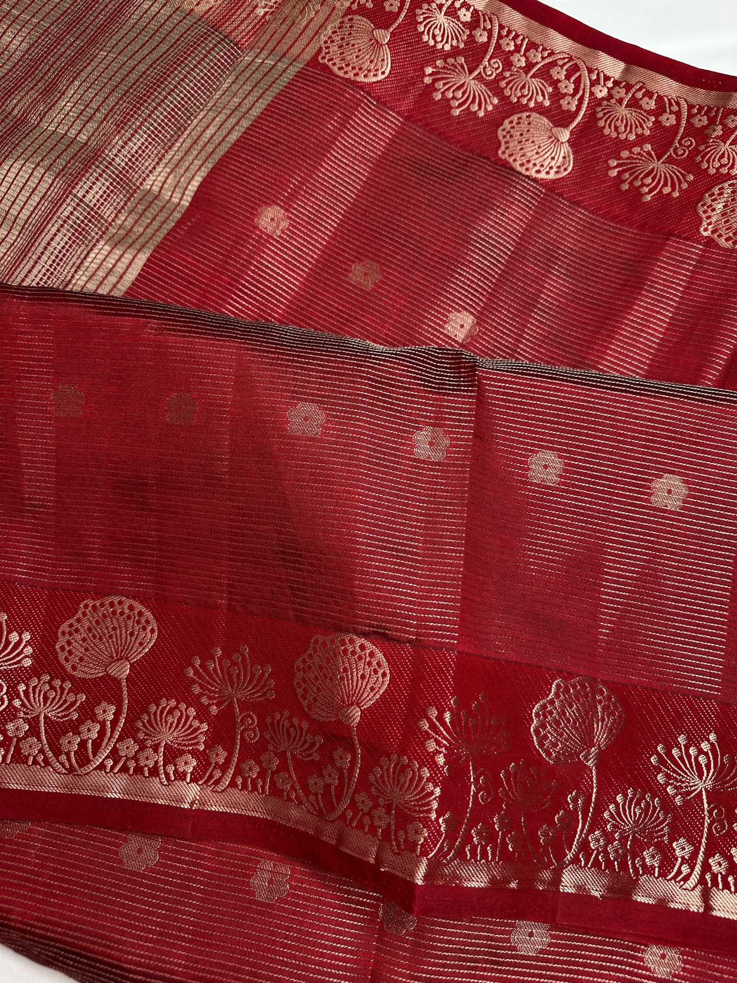 Semi Tussar Silk Maroon Red Saree - 