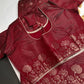Semi Tussar Silk Maroon Red Saree - 