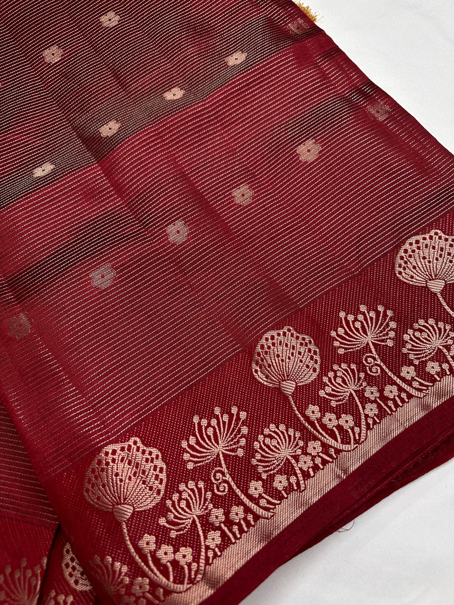 Semi Tussar Silk Maroon Red Saree - 
