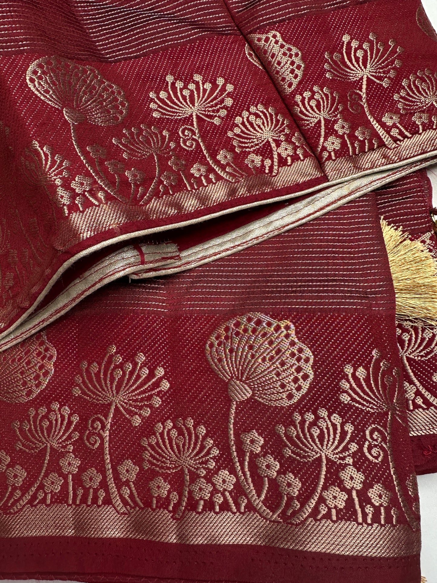 Semi Tussar Silk Maroon Red Saree - 