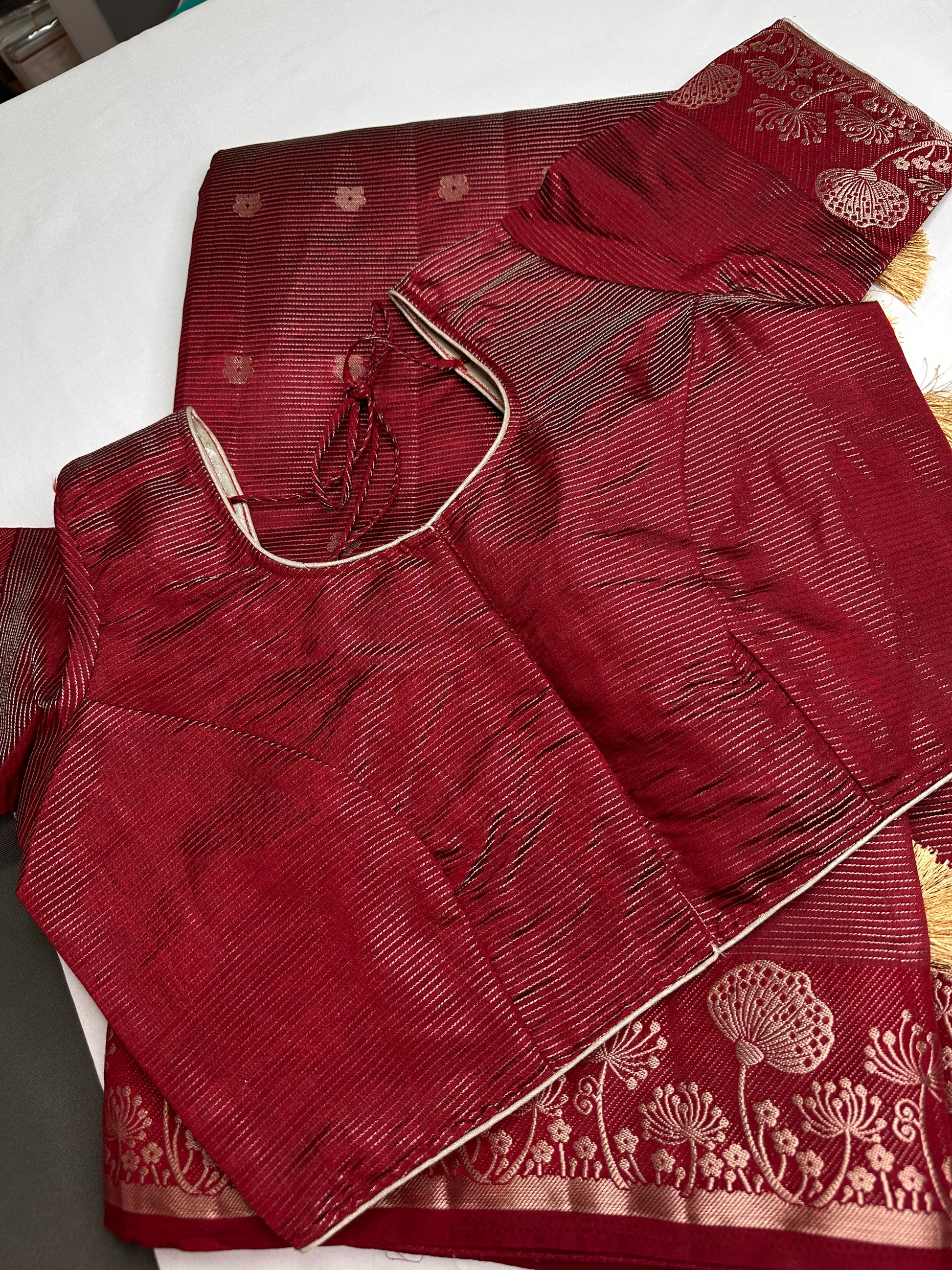 Semi Tussar Silk Maroon Red Saree - 