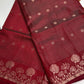 Semi Tussar Silk Maroon Red Saree - 