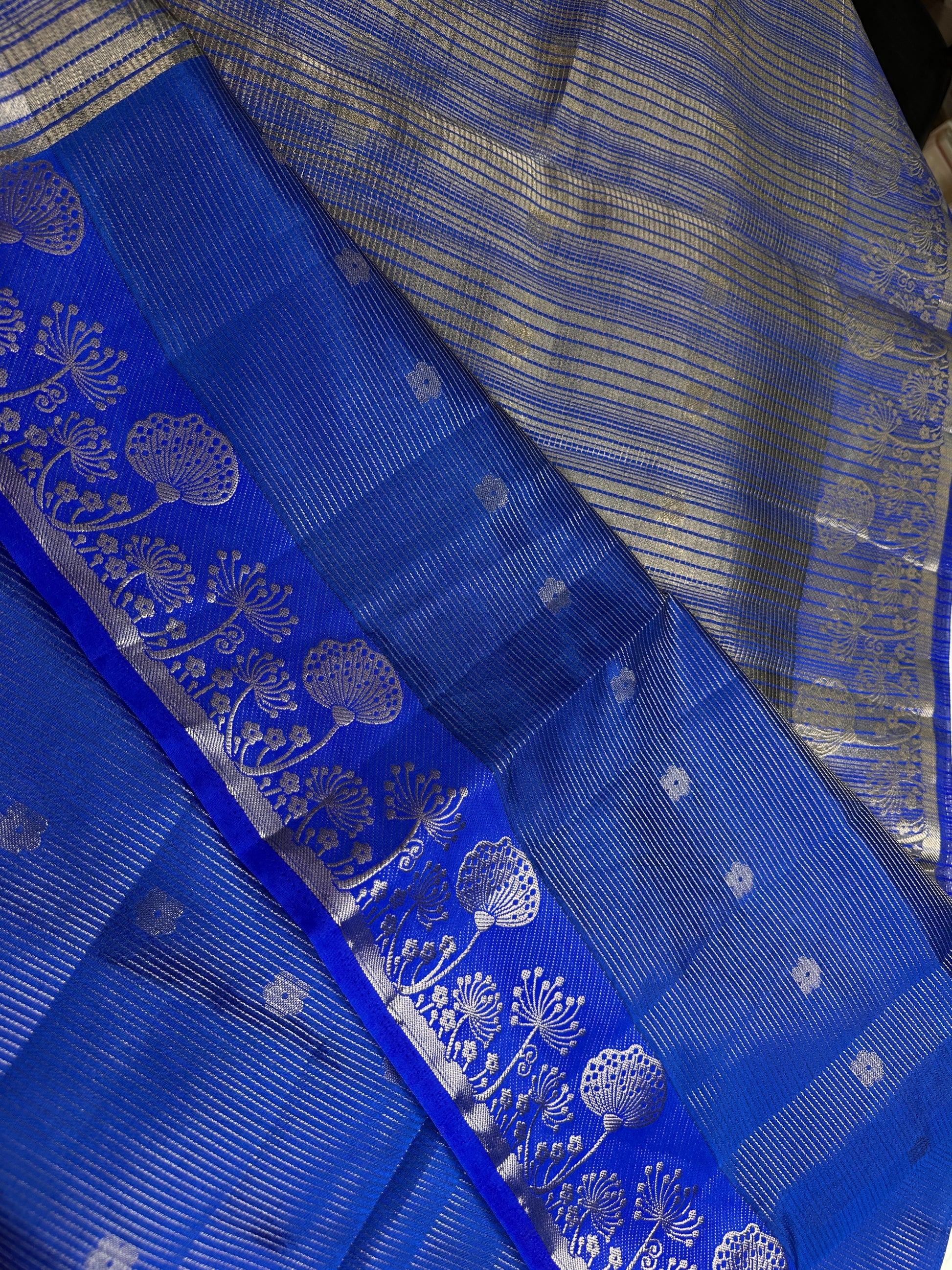Semi Tussar Silk Blue Saree - 