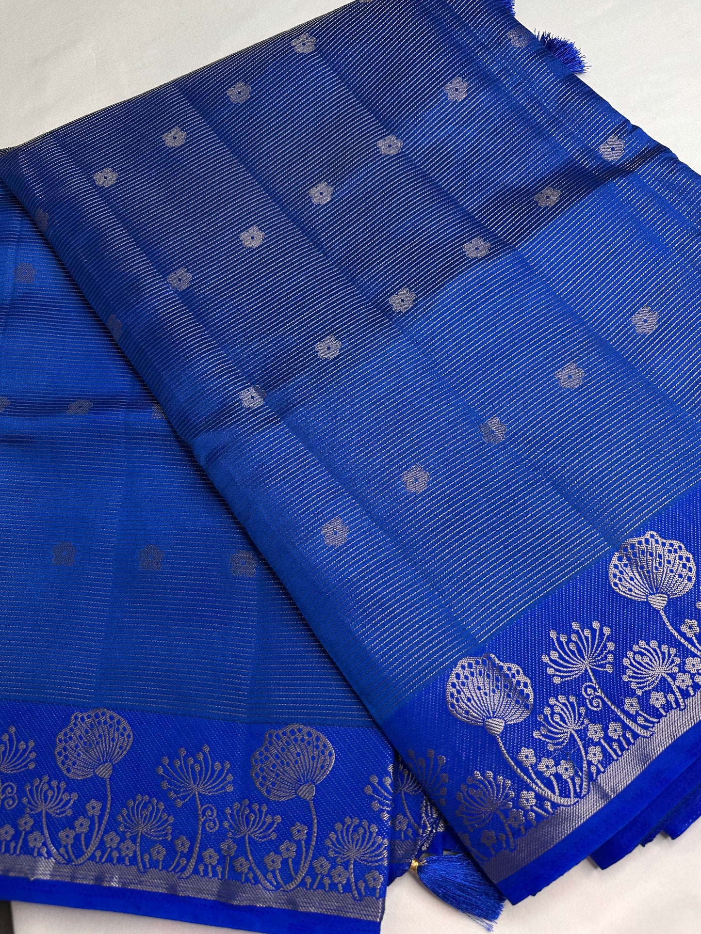 Semi Tussar Silk Blue Saree - 