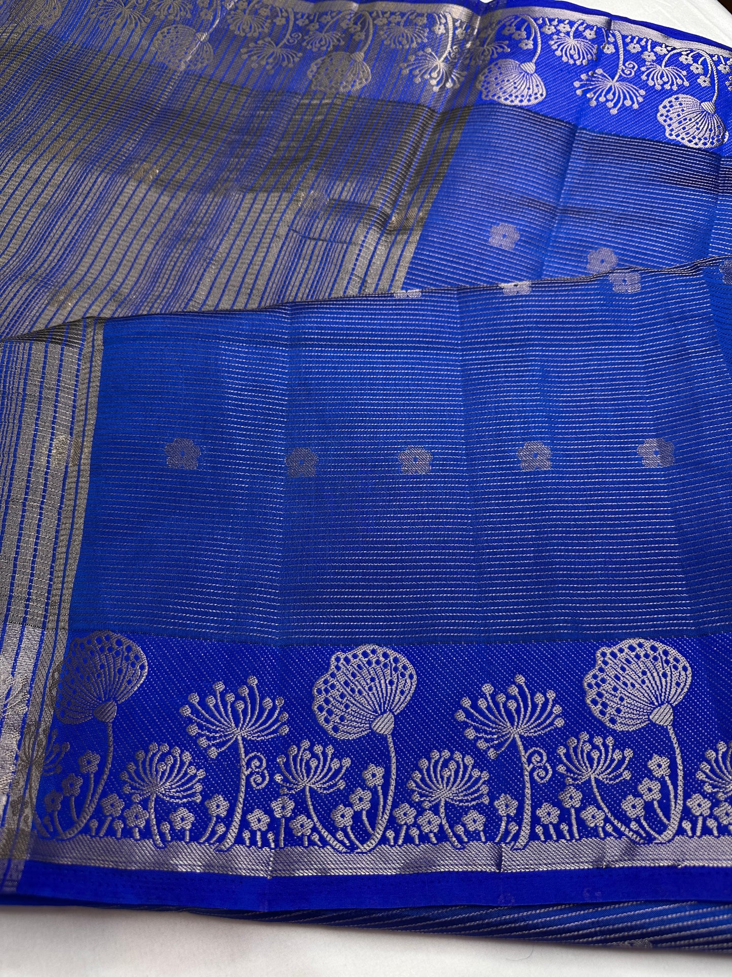 Semi Tussar Silk Blue Saree - 