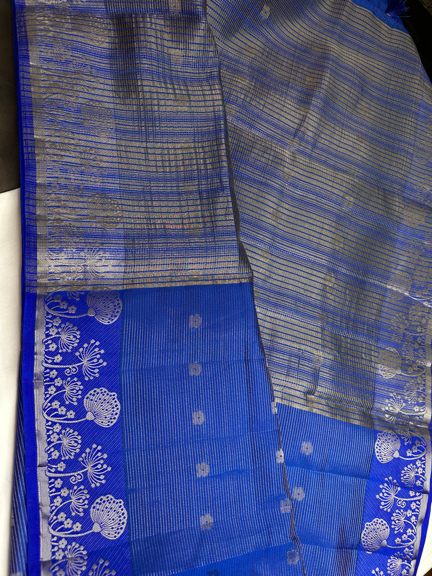 Semi Tussar Silk Blue Saree - 