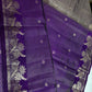 Semi Tussar Silk Purple Saree - 