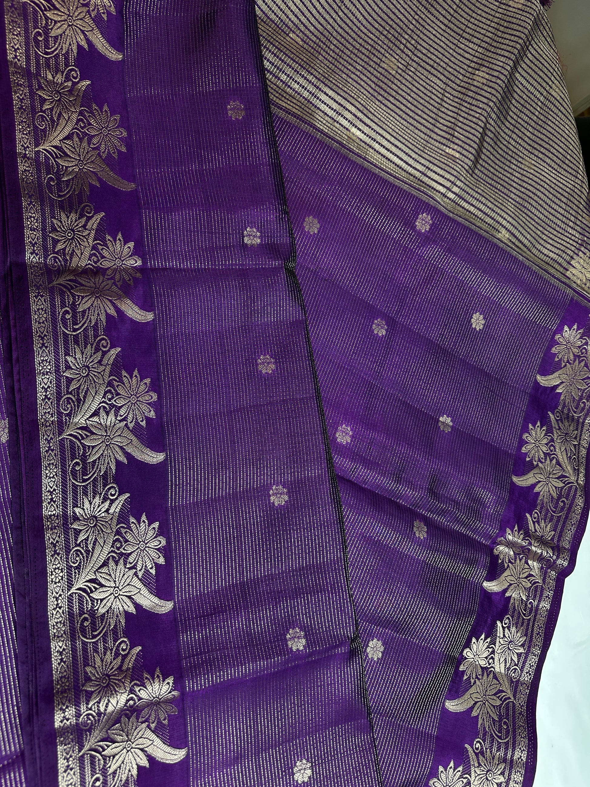 Semi Tussar Silk Purple Saree - 