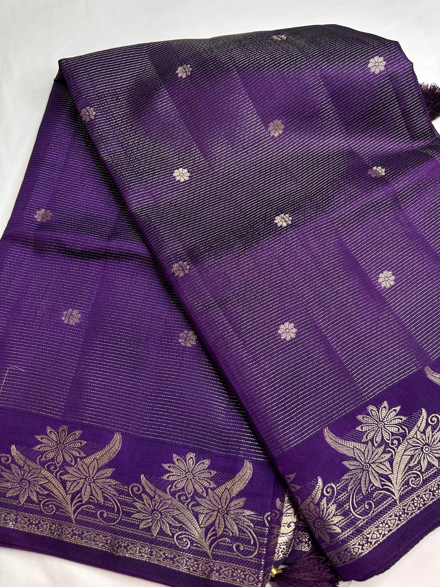 Semi Tussar Silk Purple Saree - 