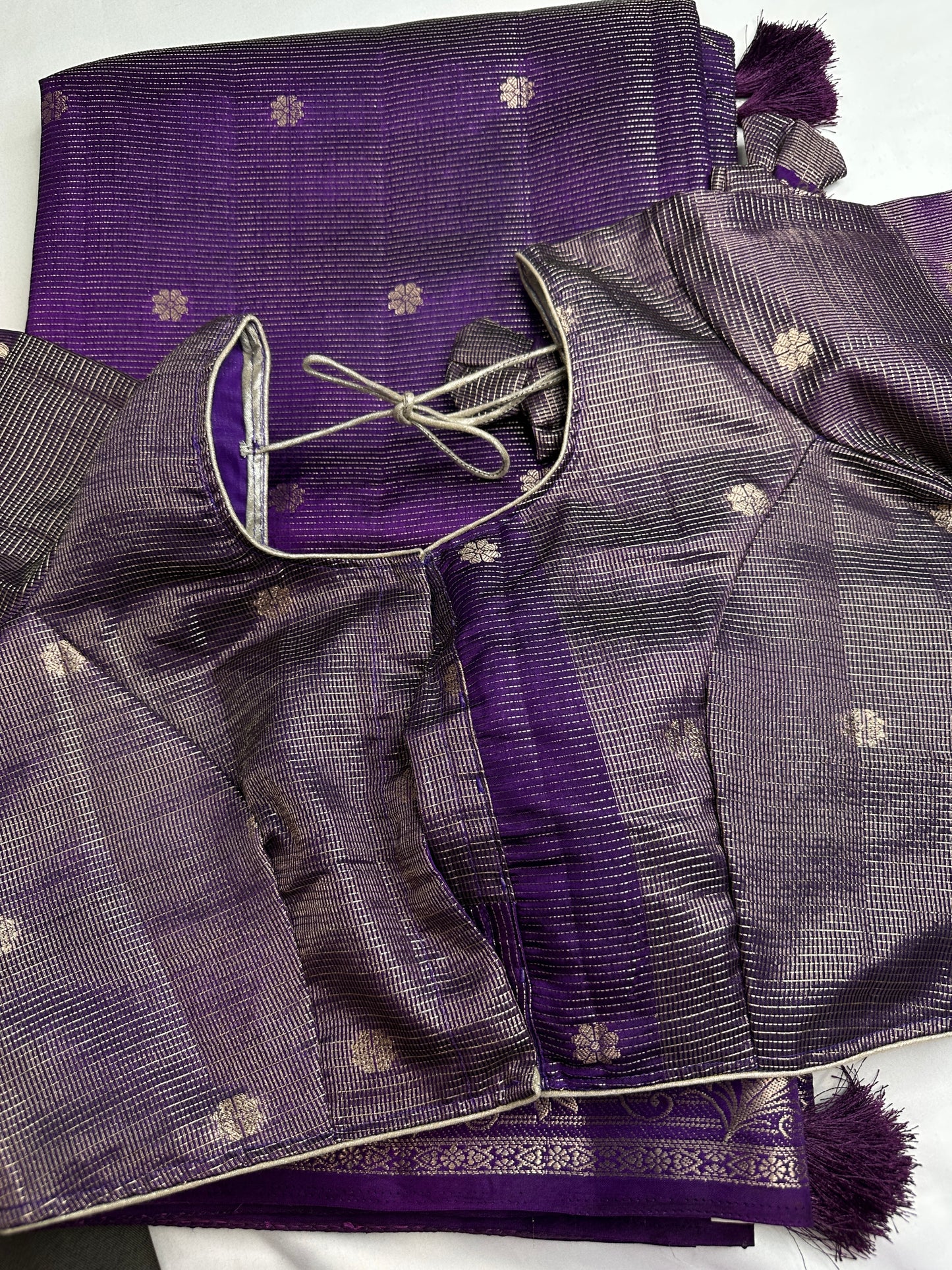 Semi Tussar Silk Purple Saree - 