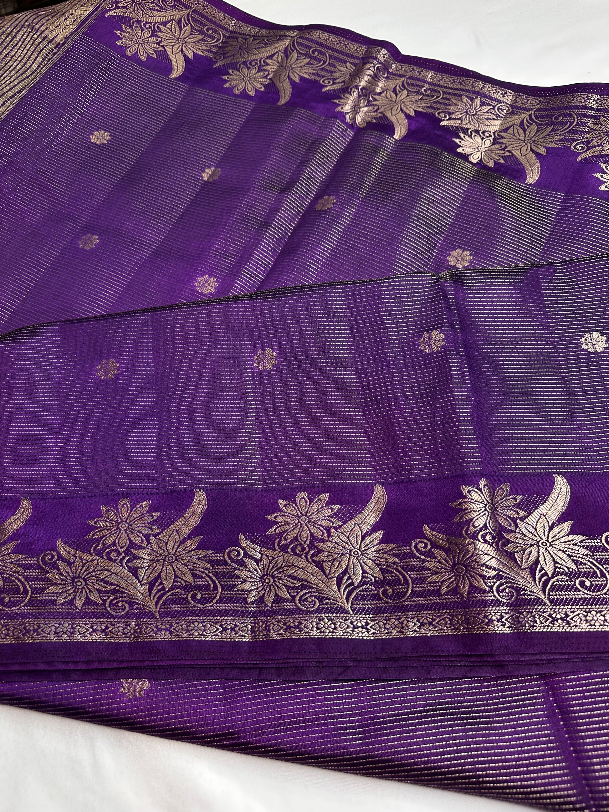 Semi Tussar Silk Purple Saree - 