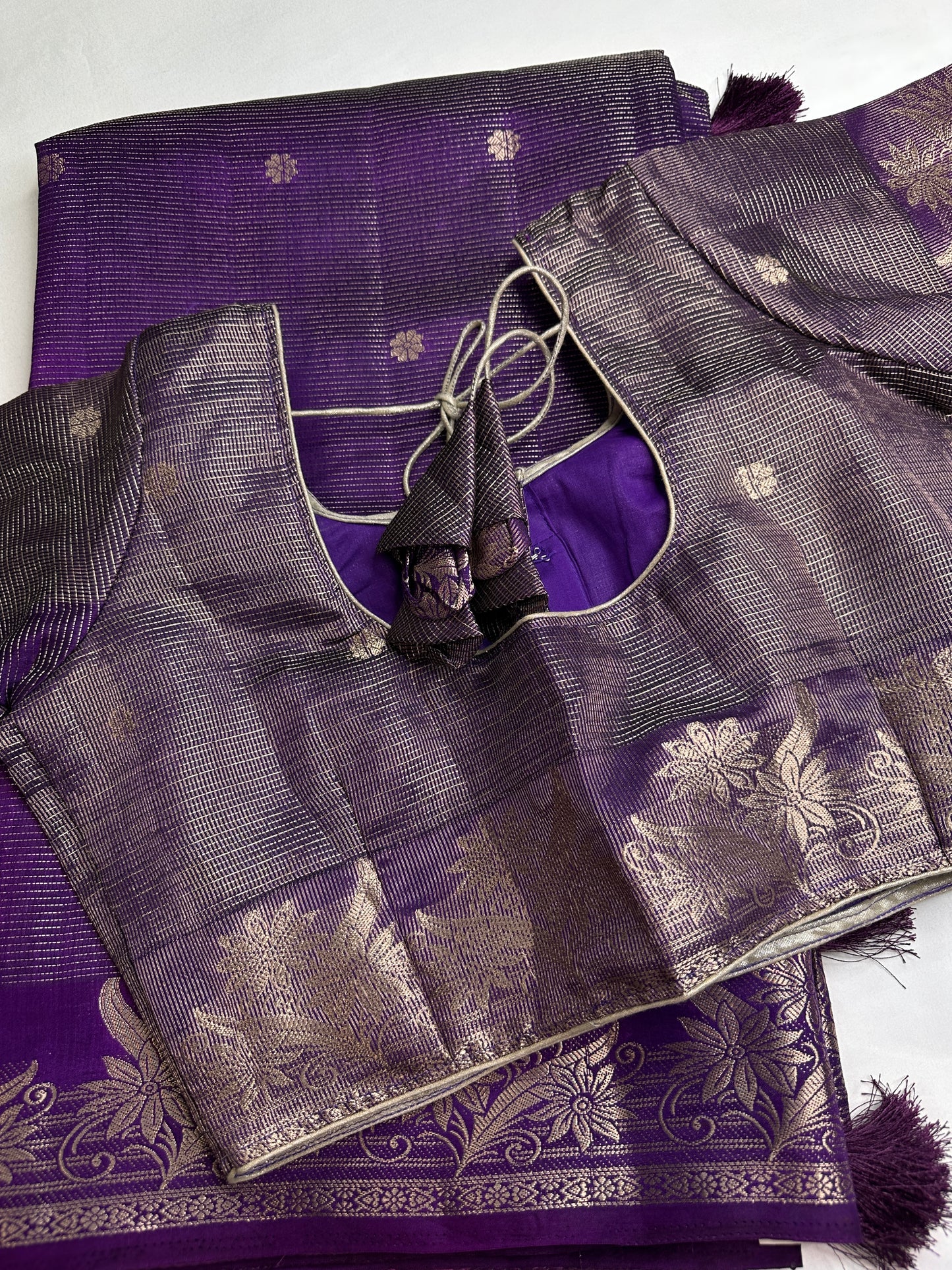 Semi Tussar Silk Purple Saree - 